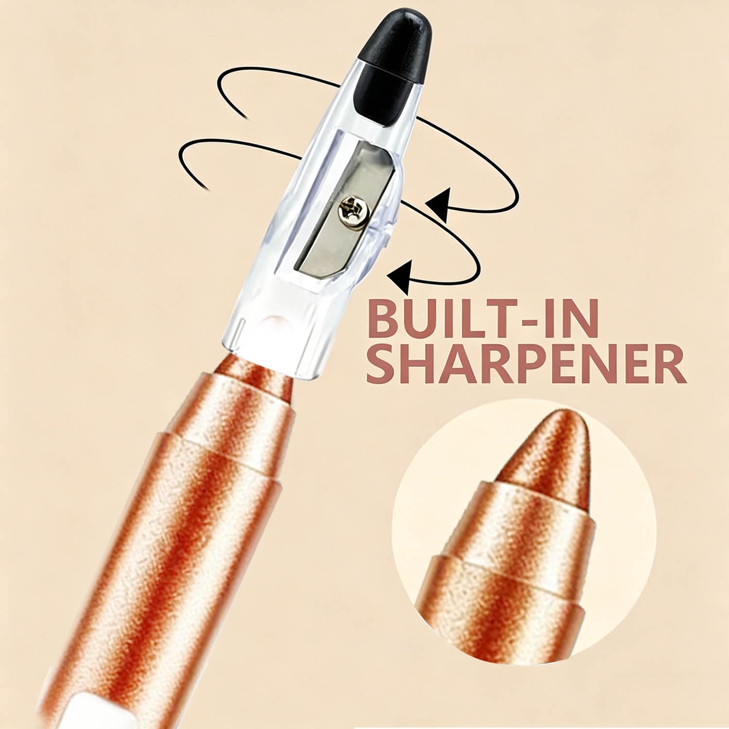 Daeuwiutr Rose Gold Eyeshadow Stick, Highlighter Eye Liner,Eye Brightener Stick, Shimmer Creamy eye shadow, Waterproof Eyeshadow Pencil Long Lasting Eye Shadow Makeup.#6 rose gold shimmer