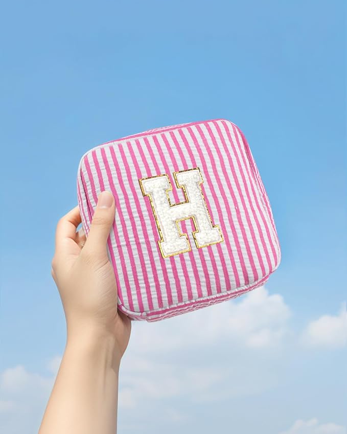 LETGO Easter Basket Gifts for Kids Teen Girls Women | Initial Makeup Bag | Cosmetic Bag Travel Bags | 11 12 13 14 15 16 Years Old Girl Gift Teacher Gift Teen Girl Gifts Trendy Stuff