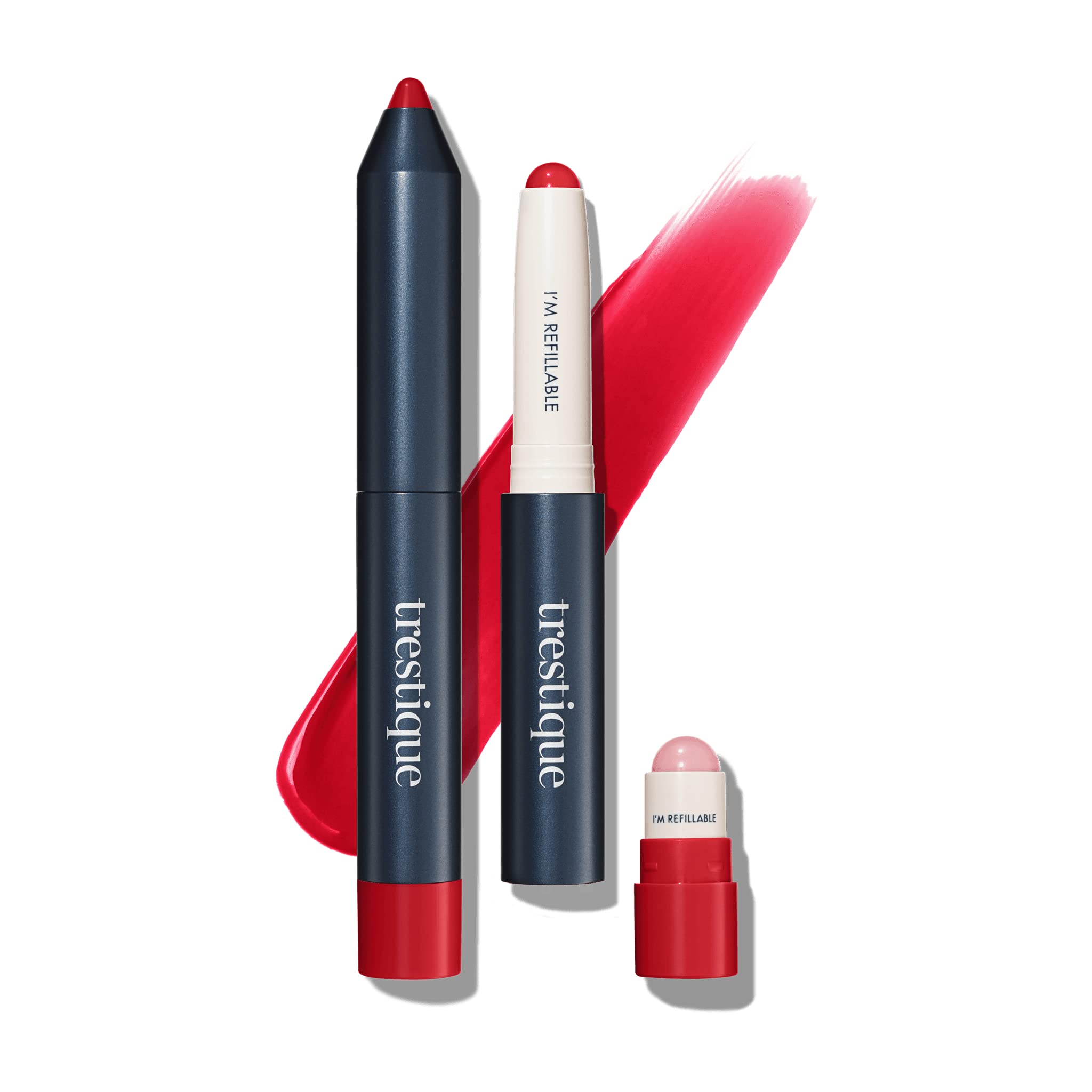 TRE'STIQUE Prime And Shine Lip Crayon, Refillable Shiny Lipstick With Built-in Lip Primer, Clean Beauty Makeup, Lipstick For Women, 2-in-1 Glossy and Primer