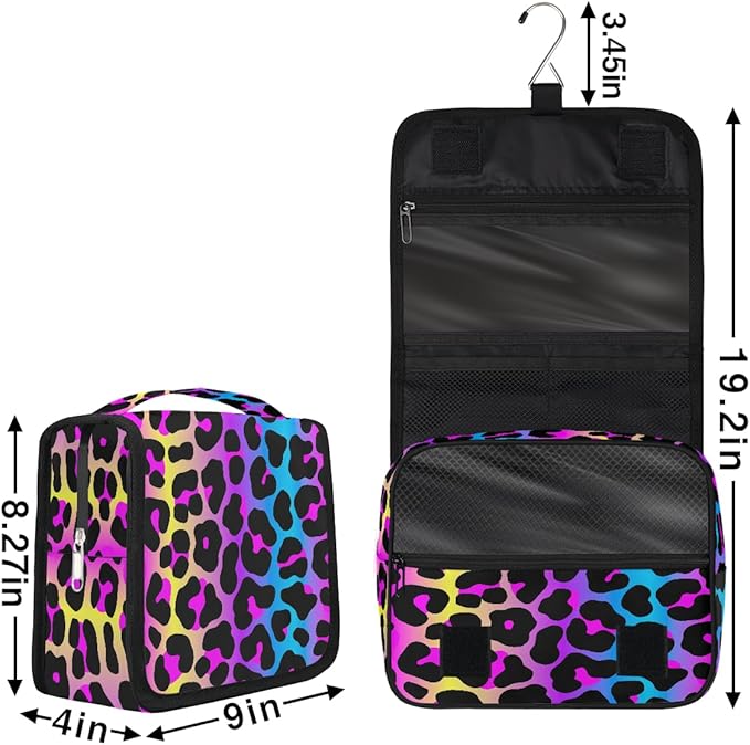 Leopard Travel Toiletry Bag Women Men Hanging Cosmetic Organizer Portable
