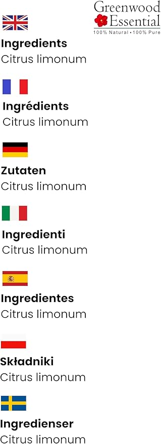Greenwood Essential Lemon Essential Oil (Citrus limonum) Pure | Non-Sticky | Non-Greasy | Lightweight | Men & Women | All Skin Types | Steam Distilled 30ml (1 oz)