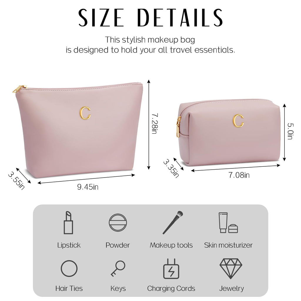 CLOUDWINGS Gifts for Women Girls Personalized Initial Travel Makeup Bag