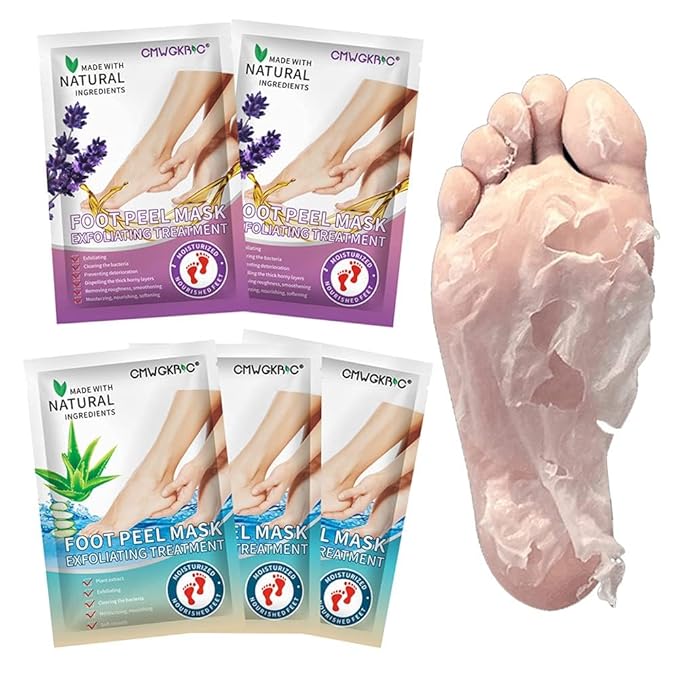 5 Pack Foot Peeling Mask,Exfoliator Peel Off Calluses Dead Skin Callus Remover,Foot Mask for Dry Cracked Feet,Foot Peel Masks for Men and Women,Feet Peeling Mask,Spa Gifts for Women,Self Care Gifts