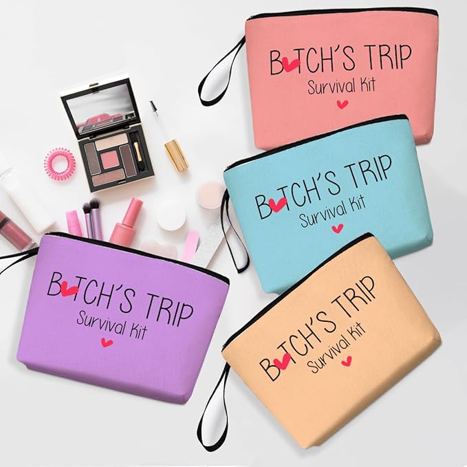 4Pcs Girls Trip Gifts Favors Weekend Bag Funny Makeup Bag Girl Weekend Gift