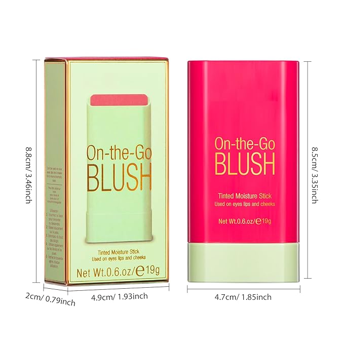 BEFIVECOK Blush Stick for Cheeks - Cream Makeup Blush Wand, Solid Moisturizer Stick for Cheeks Tint, Natural Blendable Waterproof Korean Matte Long-Lasting Smooth Blushes (#02 Hot Red)