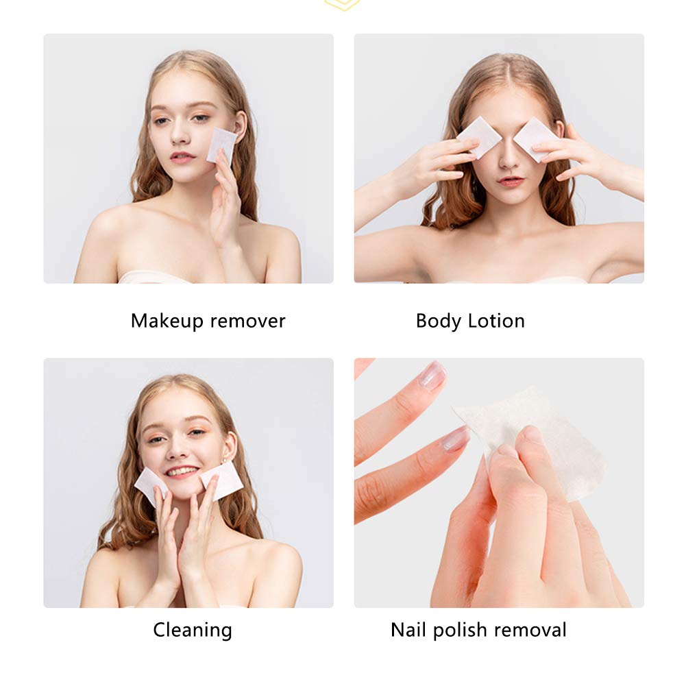 1000 PCS Thin Makeup Facial Cotton Pads, Square Facial Lips Eyes Makeup Remover Pads, Nails Polish Remover Cotton Pads, Non-Woven, Soft, Lint Free