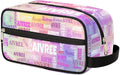 KFNHN Custom Cosmetic Bag with Name, Colorful Pink Purple Galaxy Background