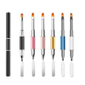 Whmeolyo Dual-Ended Polygel Brush & Picker Brush, 2 IN 1 Design Poly Gel Nail Art Brushes Tool, Stainless Steel Manicure Spatula Builder for PolyGel UV Acrylic Nails Extension (6pcs)