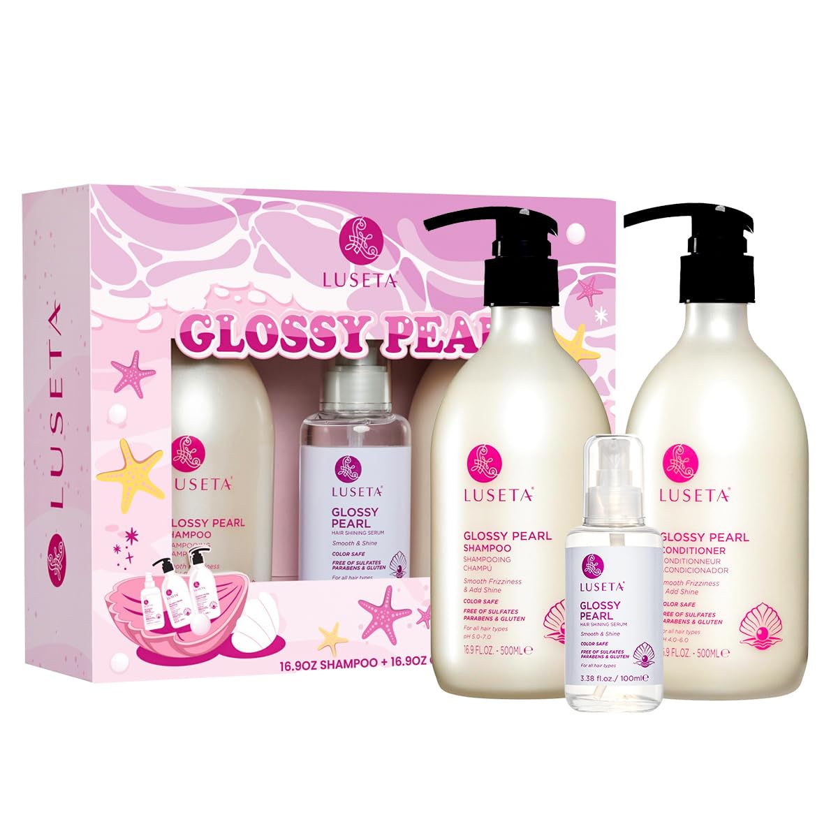 Luseta Glossy Pearl Shampoo and Conditioner Set Color Safe