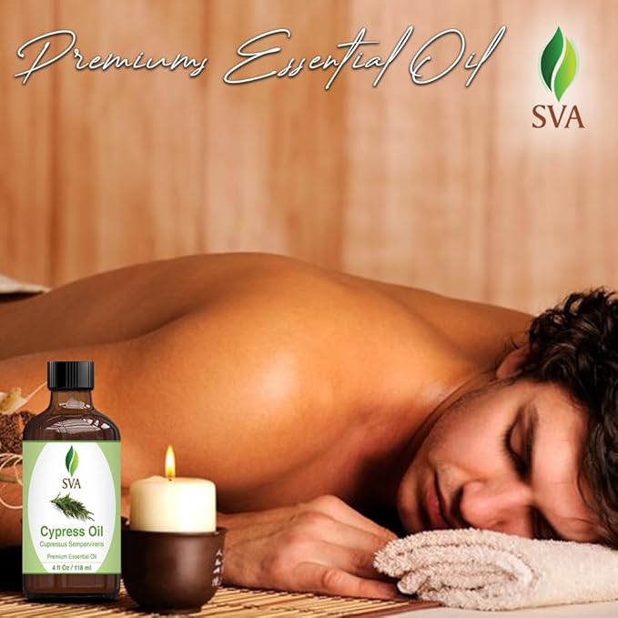 SVA Cypress Essential Oil, Glass Bottle with Dropper, 4 Fl Oz (118 ml)