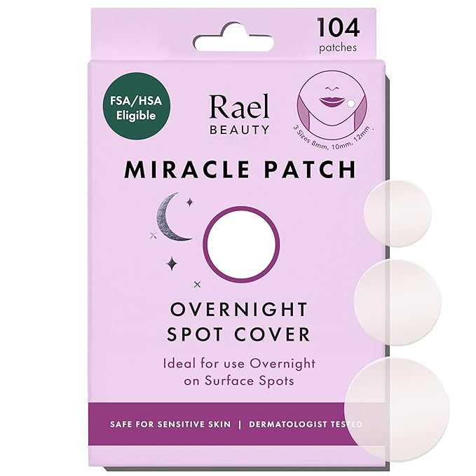 Rael Miracle Overnight Spot Cover Hydrocolloid Acne Pimple Patches (104 Ct)