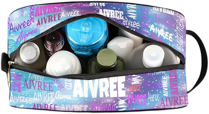 Custom Name Purple Blue Galaxy Organizer Case Toiletries Container Bag