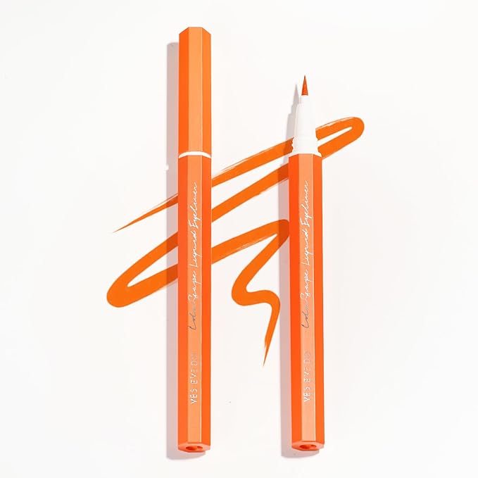 YES.EYE DO Liquid Eyeliner, Ultra Fine Orange Eyeliner, Long Lasting Colorful Eye Liner Pen with Felt Tip, High Pigment,Water Removable, Party Makeup Body Art Use (Tangerine Burst)