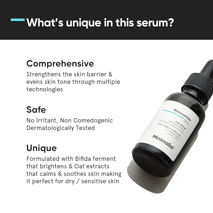 Minimalist 5% Niacinamide Serum with Hyaluronic Acid for Even-Looking Skin Tone | Hydrating Face Serum for Smoother-Looking Skin | For Women & Men | 1 Fl Oz / 30 ml
