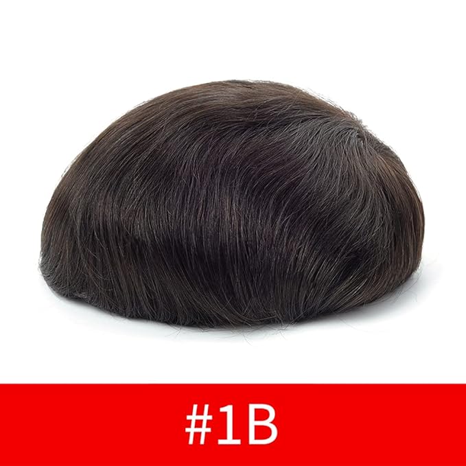 Lordhair Hair System for Men Real Human Hair Full French Lace Mens Hair System Size 8x10 inches Mens Toupee #1B Off Black