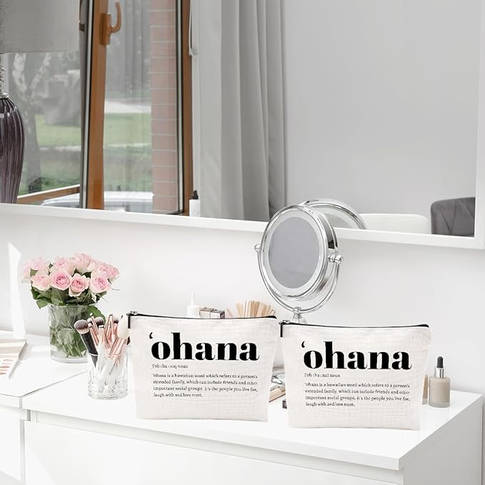CQM 2pcs Hawaiian Inspirational Makeup Bag, Hawaiian Gifts Cosmetic Bag, Hawaii Souvenirs, Minimalist Thank You Gifts for Women Female Grandma Mom Sister Friend Wife