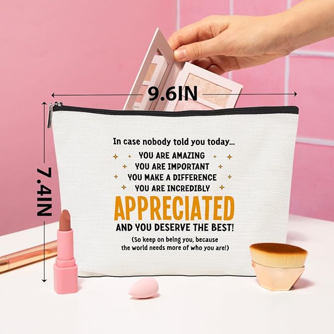 CQM Inspirational Makeup Bag Employee Appreciation Gifts Thank You Gifts Cosmetic Bag Zipper Pouch Cheer Up Encouragement Gifts for Women Coworkers Boss Lady Manager Friend Christmas Birthday Gifts
