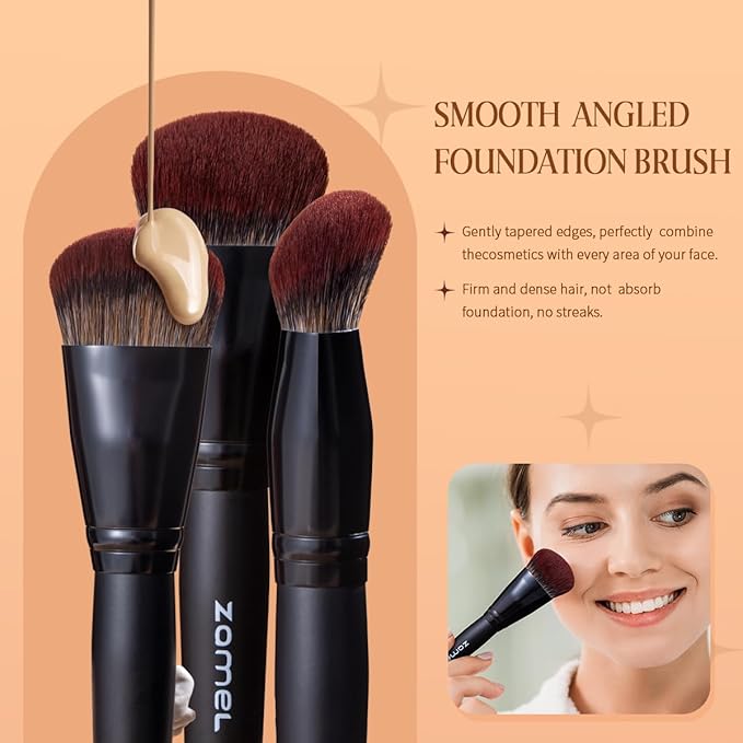 ZAMEL 29pcs Preminum Makeup Brush Set With Holder, Black Soft Bristle Brushes For Foundation,Eyeshadow,Blending,Professional Cosmetic Brush Kit for Women(Gift Idea)