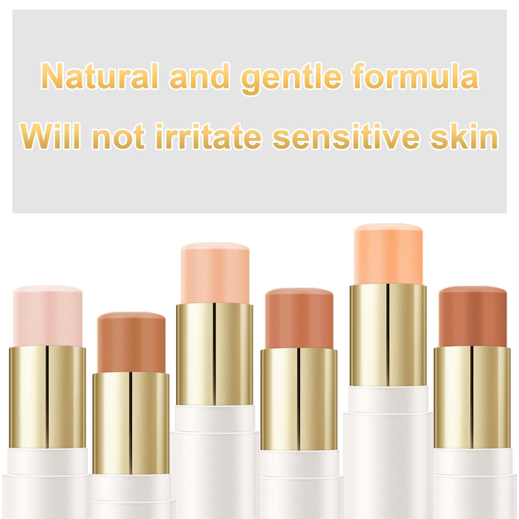 6 Colors Cream Contour Stick Makeup Contour Kit,Double-ended Cream Bronzer for Sculpt, Highlighter and Blush Stick Makeup Kit, Matte & Dewy Finish (SET C)