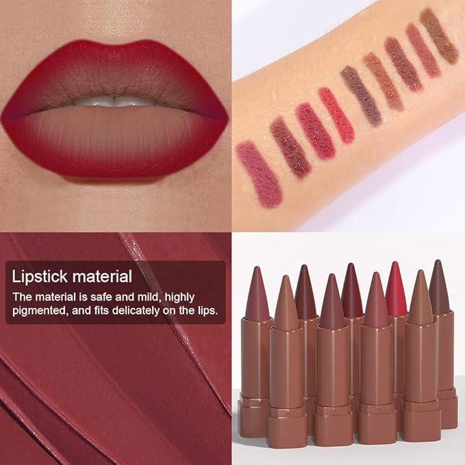 BINGBRUSH Berry Red Lip Liner,2-in-1 Lip Liner and Lipstick,Matte Lipstick