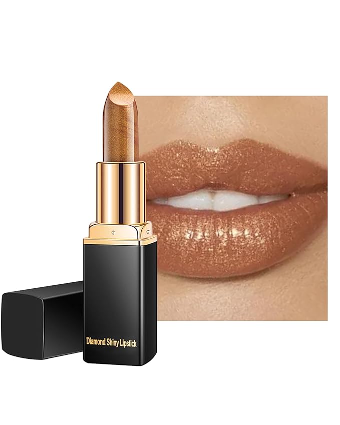 Caedelfly Metallic Brown Lipstick for Women, Long Lasting, High Pigment-06