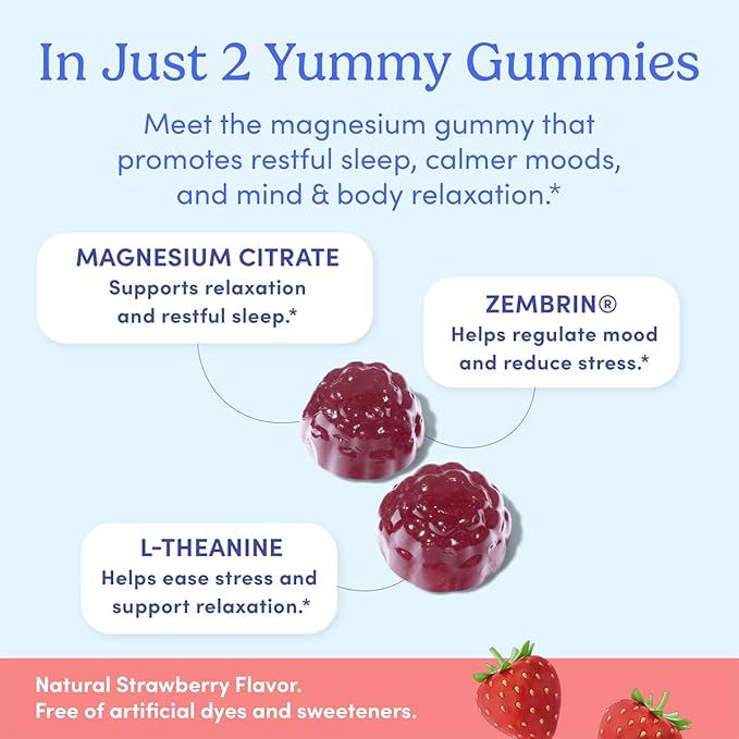 FIRST DAY Magnesium Gummies for Women, L-Theanine, Melatonin-Free, 60ct