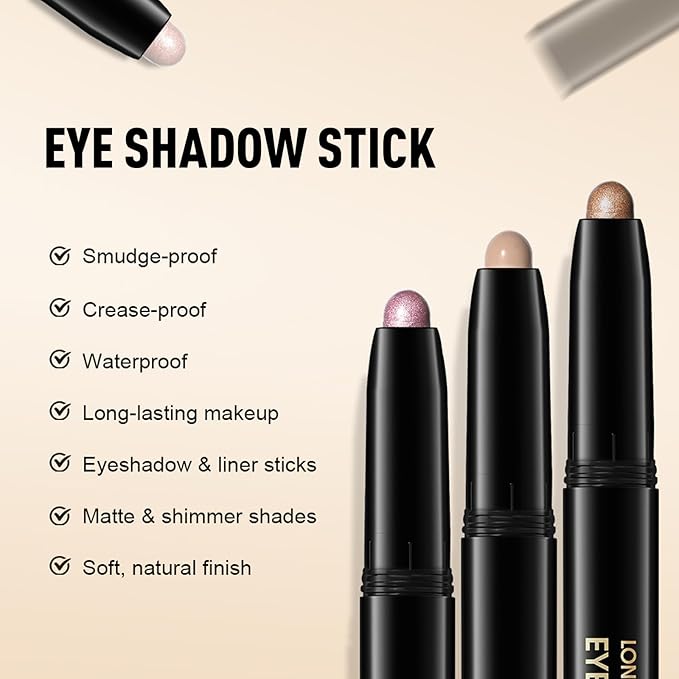 Wugbc Eyeshadow Stick Matte Eye Shadow Pencil Cream to Powder Eye Brightener Crayon Long-Lasting Crease-Proof Neutral Eyeshadow Buildable Blendable High Pigmented Eye Liner Makeup for Women, 7 YELLOW