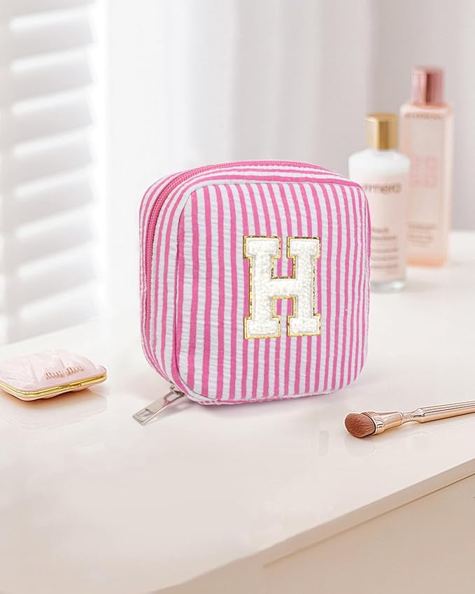 LETGO Easter Basket Gifts for Kids Teen Girls Women | Initial Makeup Bag | Cosmetic Bag Travel Bags | 11 12 13 14 15 16 Years Old Girl Gift Teacher Gift Teen Girl Gifts Trendy Stuff