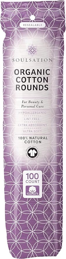 SoulSation Organic Cotton Rounds, Bulk 1200 Count - Makeup Remover Pads for Face, Lint-Free