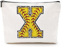 Softball Gifts Initial X Makeup Bag Softball Gifts for Team Cosmetic Bag