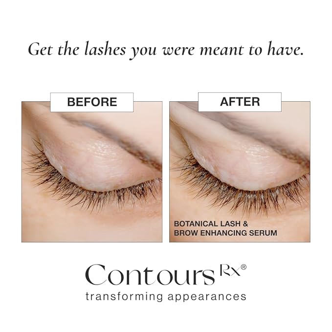 Contours Rx Botanical Lash & Brow Serum – Organic, Drug-Free Growth Formula with Peptides & Botanicals – Strengthens, Hydrates & Nourishes – 5ml