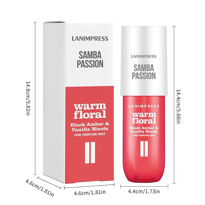 LANIMPRESS 3 FL OZ Hair and Body Fragrance Mist, Eau De Parfum for Women,Warm Aroma,Perfume No.2, Floral Fruit Scent– With Notes of Black Amber Plum,Jasmine, Vanilla,Travel Size Body Spray