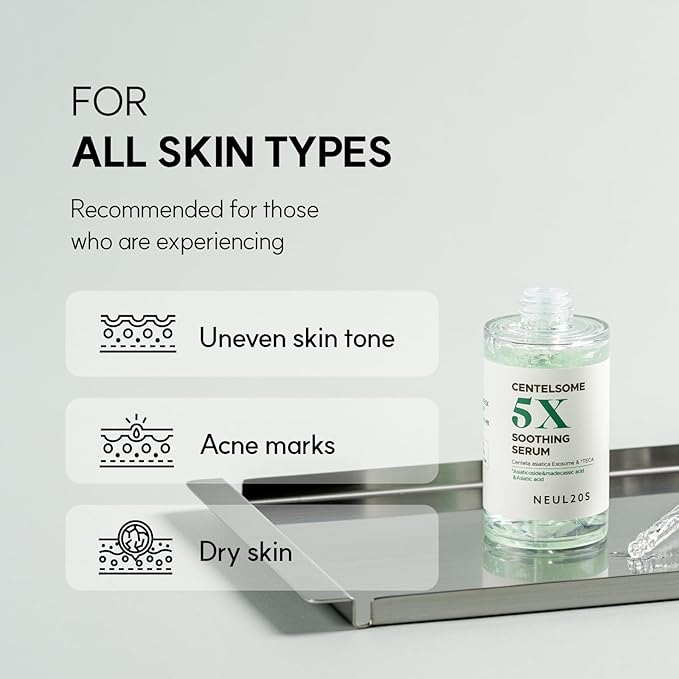NEUL20S Centelsome 5X Soothing Serum 1.69 fl oz/50ml | for Hydration, Glow, Sensitive, Anti Aging, Acne treatment for Face, Korean Skincare with Centella Asiatica, Exosomes for Skin, Panthenol