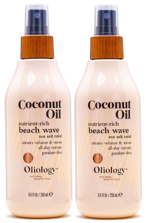 Oliology Coconut Oil Beach Wave Sea Salt Mist Spray - Creates Volume and Tousled Waves, Texture and Style that Lasts All Day (8 Oz)