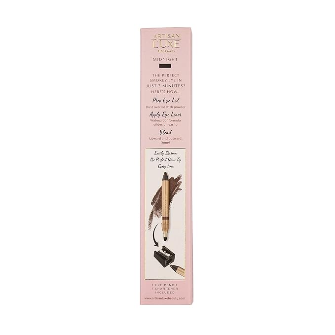 Artisan L'uxe Beauty Velvet Jumbo Olive Green Eyeliner with Free Sharpener | Blendable Makeup for Smokey Eyes - Waterproof Smudge Proof Pencil Eyeliner, Built-in Smudger & Long Lasting