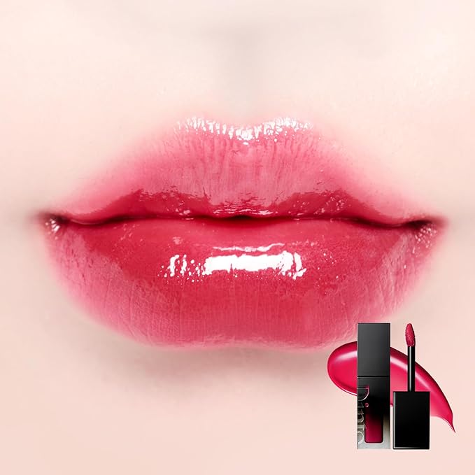 DINTO Blur-Glowy Lip Tint (224 Sui Fama) – Dewy Finish Glowy Korean Lip Tint, Long Lasting All Day Stain, Vivid Raspberry Pink, Vegan & Cruelty-Free, 0.11 fl oz