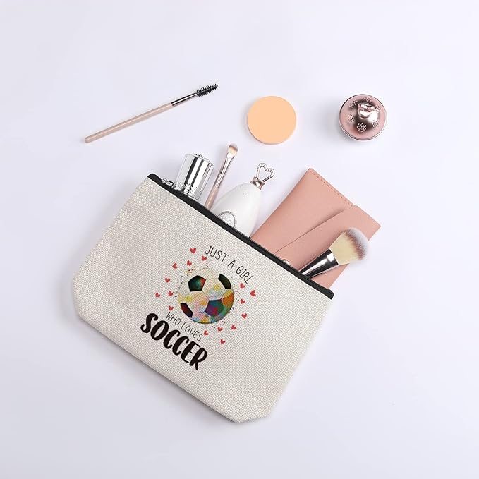 kdxpbpz Soccer Gifts Cosmetic Bag, Soccer Coach Gifts, Team Gift for Lovers Players Fans Birthday Gifts for Women Friend Sister BFF Bestie Her