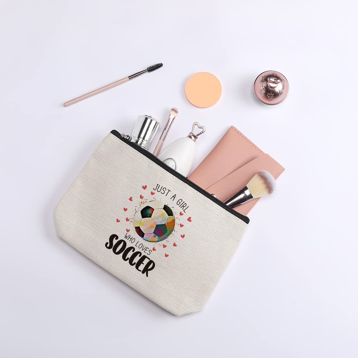 kdxpbpz Soccer Gifts Cosmetic Bag, Soccer Coach Gifts, Team Gift for Lovers Players Fans Birthday Gifts for Women Friend Sister BFF Bestie Her