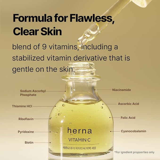 Herna Pure Vitamin C Serum - Niacinamide, Facial Brightening Care, Korean Skin Care (30ml/1.014fl.oz.)