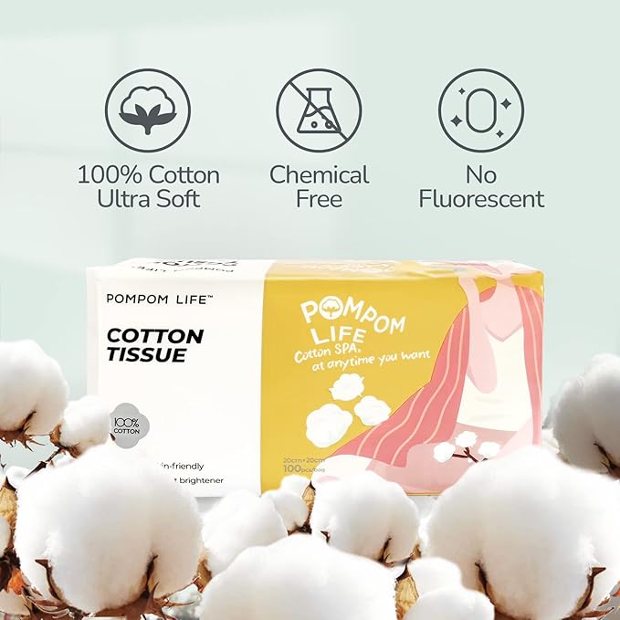 Disposable Face Towel 100 Count, 7.9"X7.9"Clean Face Towelettes for Washing Face, 100% Cotton Soft Dry Wipe, Biodegradable Face Towels & Facial Tissuel Travel Size for Cleaning, Makeup Removal