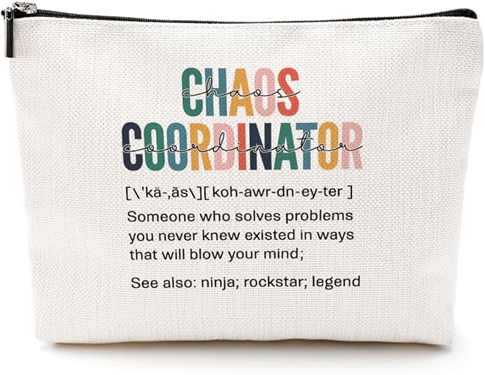 CQM Chaos Coordinator Makeup Bag Chaos Coordinator Gifts for Women Thank You Gifts Cosmetic Bag Zipper Pouch Appreciation Gifts for Coworkers Boss Lady Mentor Coaches Leader Christmas Birthday Gifts