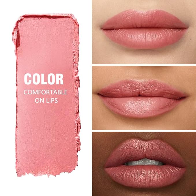 QIDSTERS Matte Lipstick Crayon Set for Women, Rose Pink 24 Hour Lipstick Lip Liner Pencil, Neutral Lip Stick Lipliner Long Lasting Waterproof Smudge Proof, Vegan & Cruelty-Free, 01