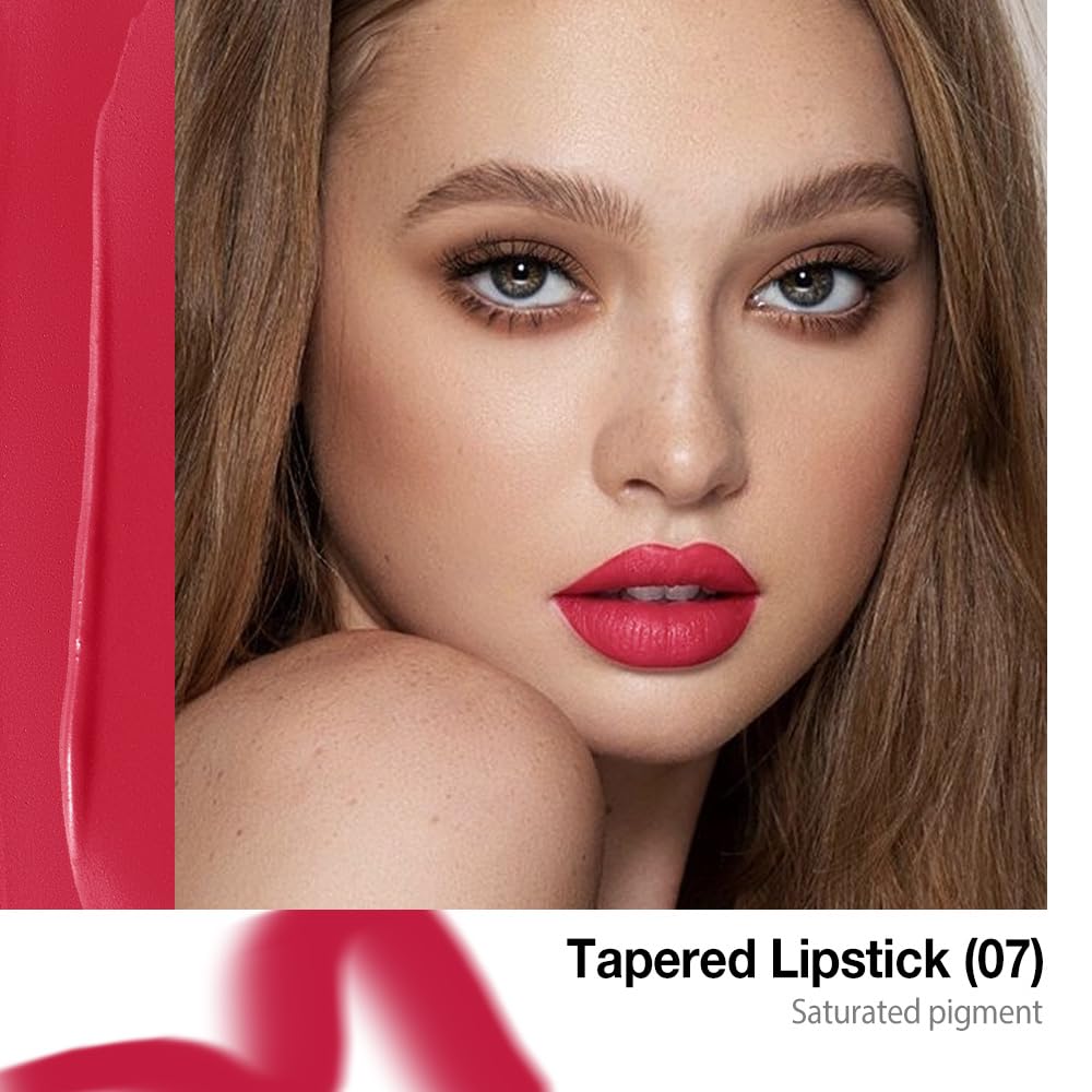 CAKAILA Red Gradient Matte Lipstick Crayon Lip Liner pencil,Crayon Form and Cone Tip 2-in-1 Lip Liner and Lipstick Lip Combo Set Achieve Flawless Contour Gradual Ombre Effect lip Pencil for Old Women