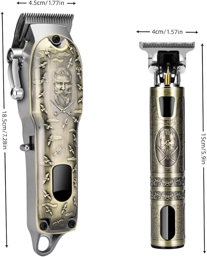 LQT Professional Hair Clipper Set, Digital Display Trimmer Kit with Accessories, Barber Case and Cape, Vintage Design