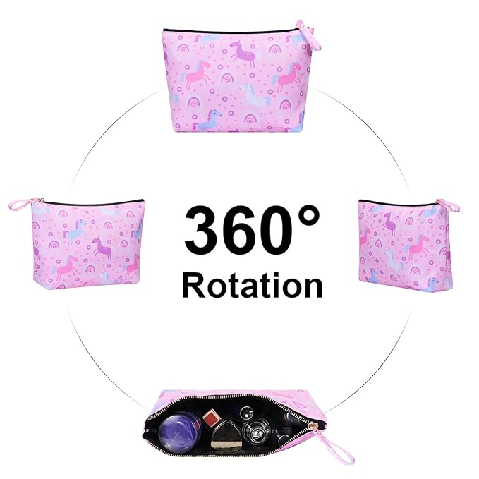 HAWEE Large Makeup Bag for Women Zipper Pouch Travel Cosmetic Organizer Animal Print, Unicorn