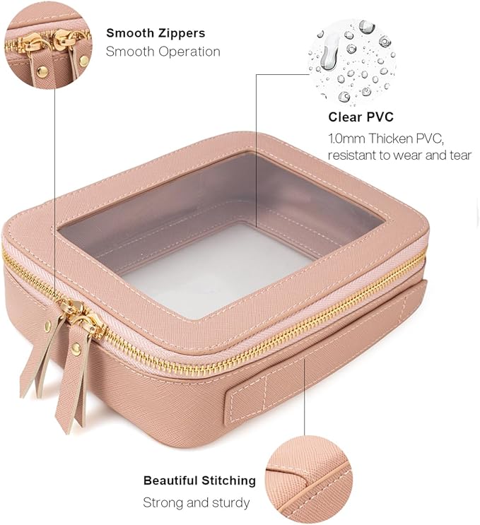 FFpaw Clear American Mahjong Tile Bag, Makeup Bag Travel Cosmetic Organizer Case Waterproof Skincare Toiletry Bag with Zipper Portable Make Up Pouch Compact Car Organizer Bag for Essentials