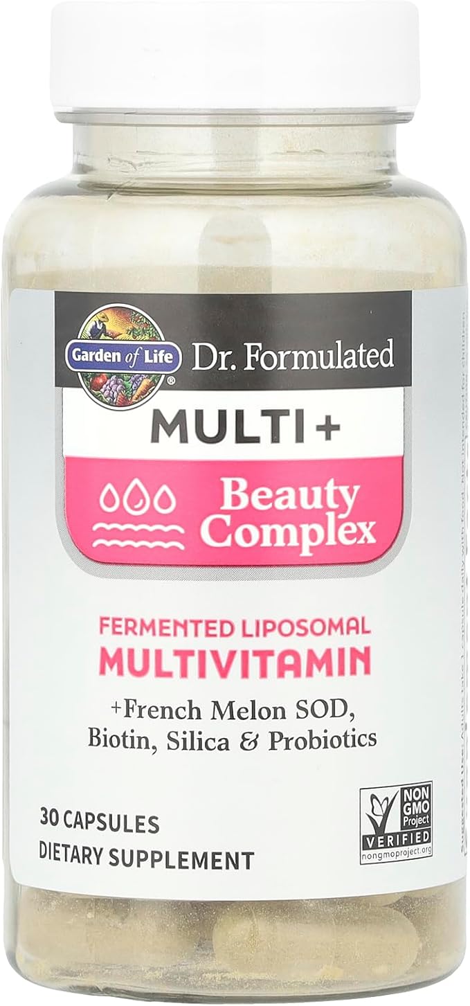 Garden of Life Dr. Formulated Multi+ Beauty Complex Capsule with Biotin, French Melon & Probiotics – Hair, Skin & Nails, Non-GMO, Gluten-Free, 30 Vegetarian Capsules