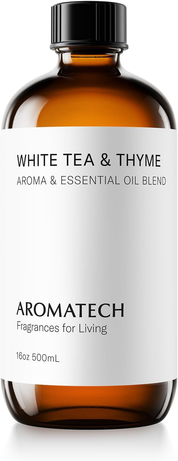 AromaTech White Tea and Thyme Aroma Essential Oil Blend: Luxury Hotel Inspired Aromatherapy with Tea Leaf, Fresh Thyme & Amber for Ultrasonic Diffusers (16 Fl Oz (Pack of 1))