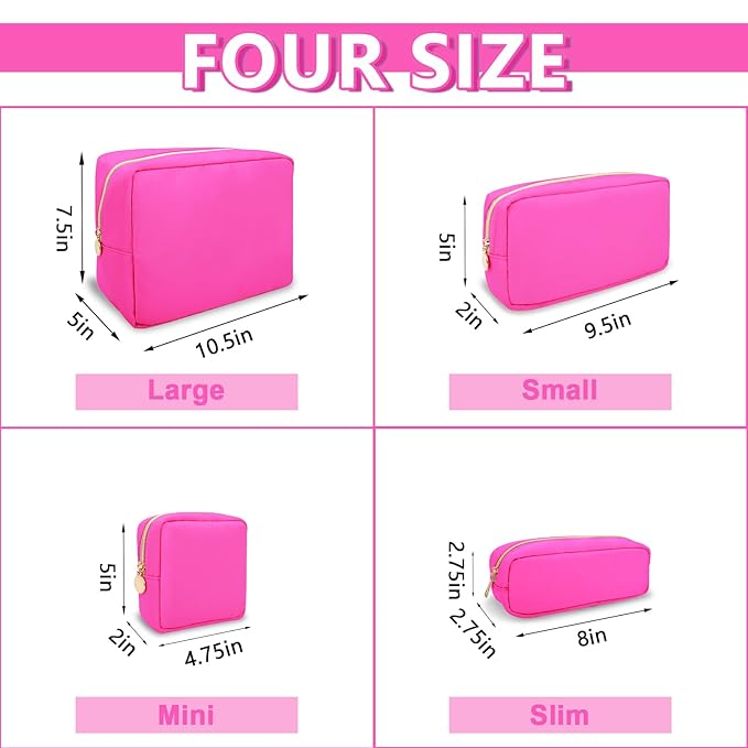 UIXIZQ Mini Makeup Pouch for Purse, Small Cosmetic Bag Pouch Nylon Travel Toiletry Organizers for Women Girls, Cute Zipper Pouch Coin Purse Preppy Storage Bag for School Work(Mini-Bubblegum)