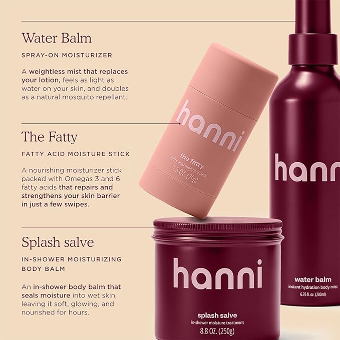 HANNI Body Moisturizer Gift Set | Splash Salve, Water Balm & The Fatty